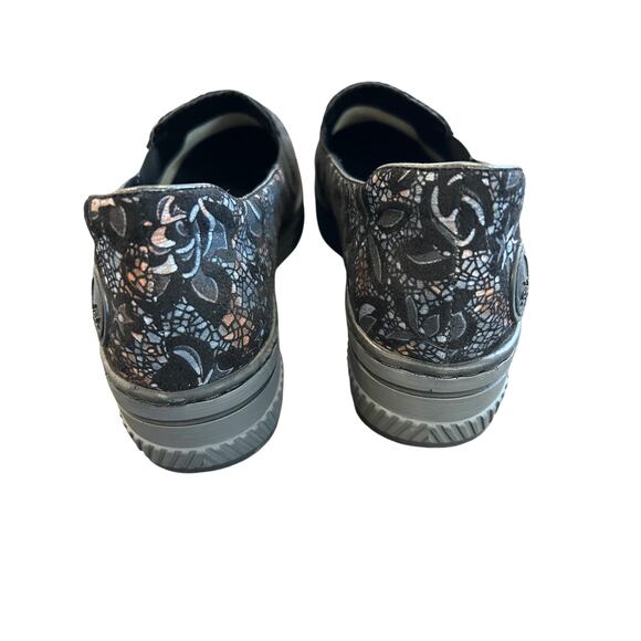 Rieker Women’s Doris Slip On Shoes Black Gray Metallic Floral/Lace Size 39 US 8 - Picture 2 of 6